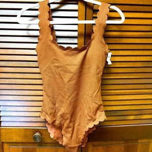 Aerie, Camel colored, waffle texture one-piece swim suit. NWT